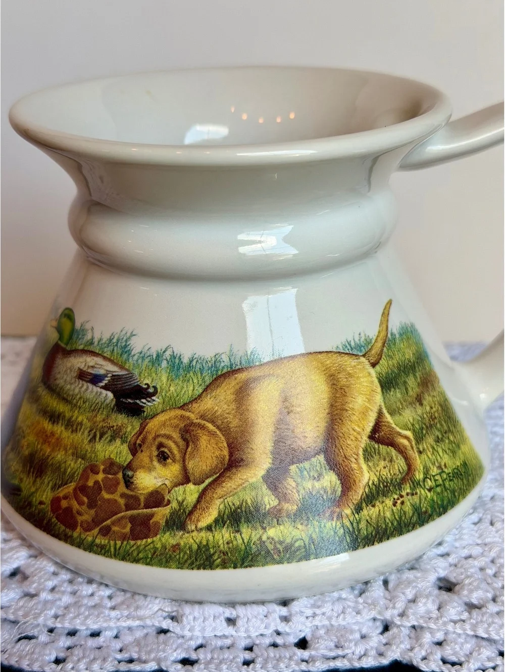 Vintage G.E. Peterson Hunting Dog Duck Ceramic Mug Retriever Sporting